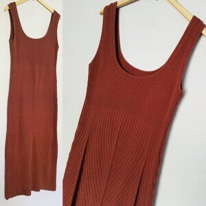 Anthropologie Maeve Ribbed Knit Colleen Sweater Midi Dress M Cocoa Brown $148